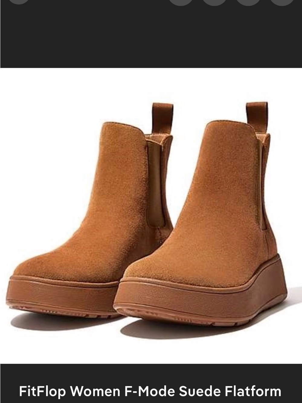 FitFlop Women F-Mode Suede Flatform Chelsea Boots in Chestnut Brown